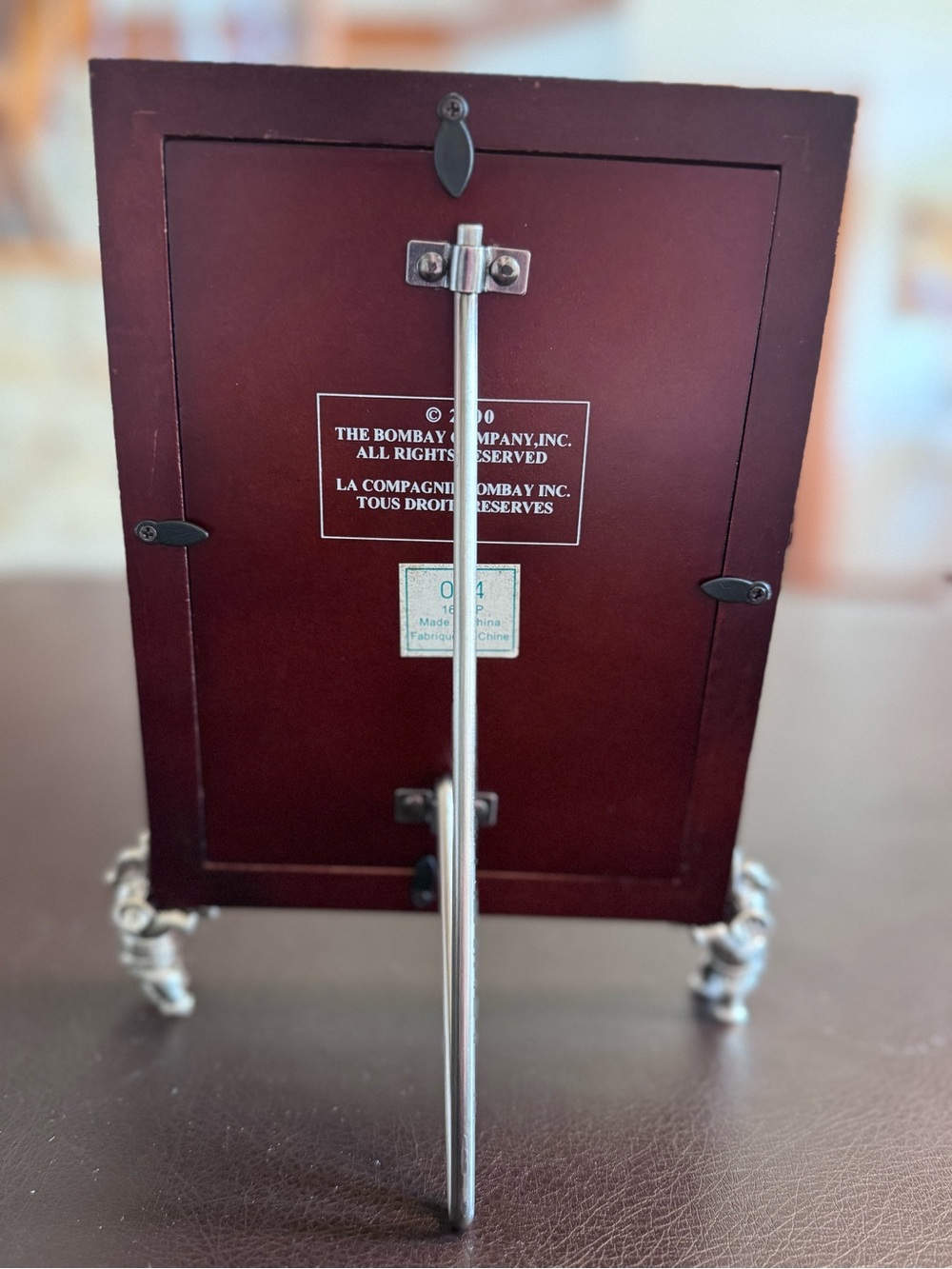 Mahogany Finish Picture Frame with Decorative Silver Feet - Picture 2 of 5
